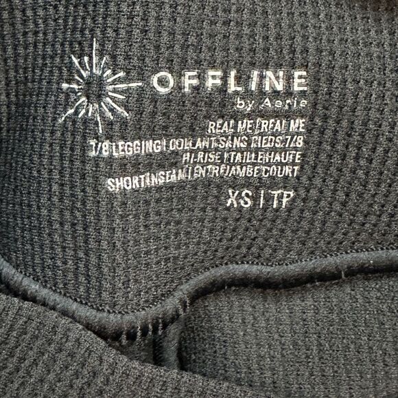 NWT Aerie Offline High-rise Crossover waist Waffle knit Leggings Black XS Short - Picture 11 of 14